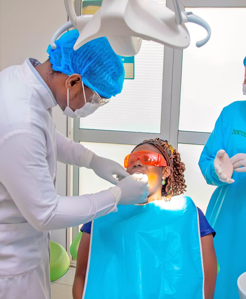 A whitening treatment in progress